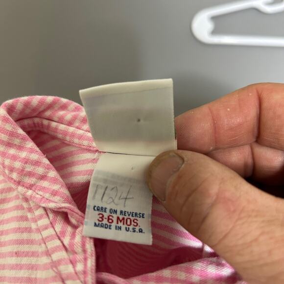 Vintage OshKosh Girls Romper Size 3-6 Months Pink Striped One Piece Made in USA - Picture 4 of 8